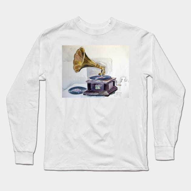 Old Gramophone Long Sleeve T-Shirt by karincharlotte